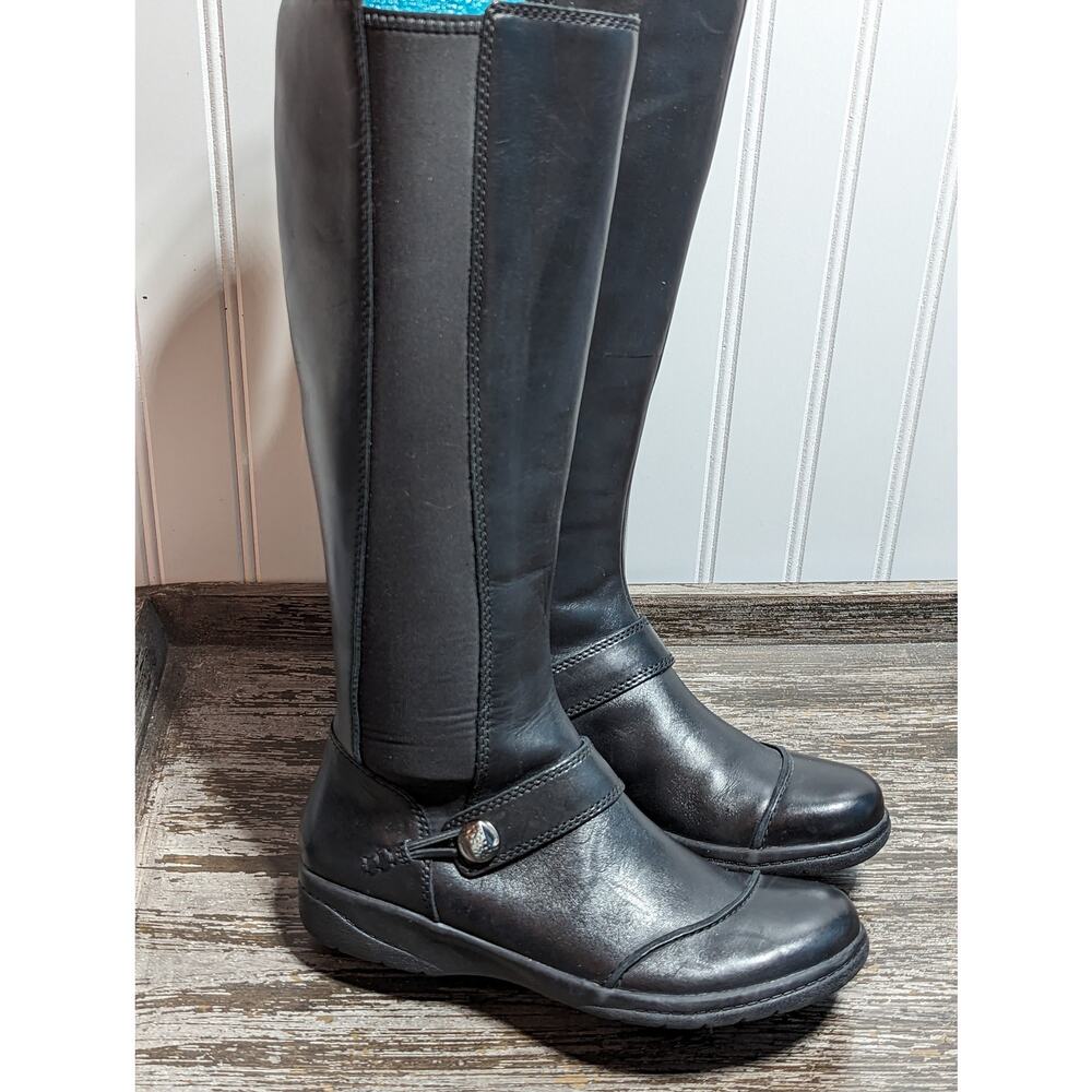 Clarks Women's Black Leather Cheyn Meryl Fashion Tall Boot Size 5.5 M